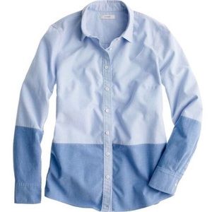 J. Crew Blue Two Tone Color-block Oxford Boy Shirt